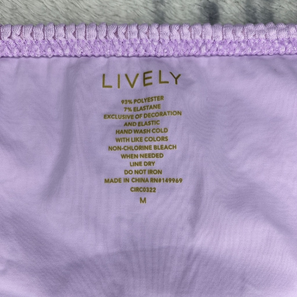 Lively Ruched Plunge Bralette & High Waist Swimsuit Bikini Lilac Size M NWOT - Picture 4 of 16